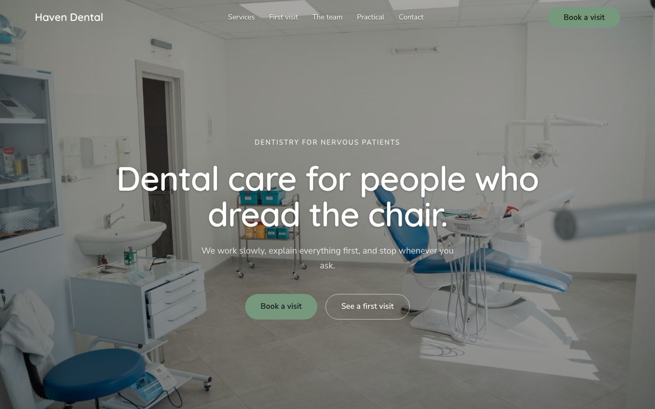 The Haven Dental website on a desktop