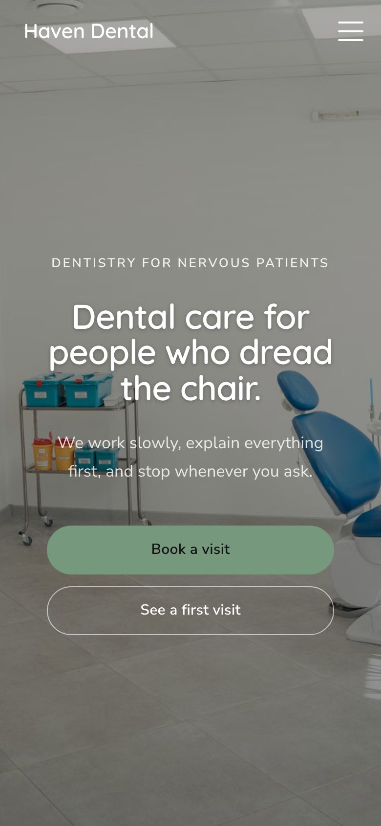 The Haven Dental website on a phone