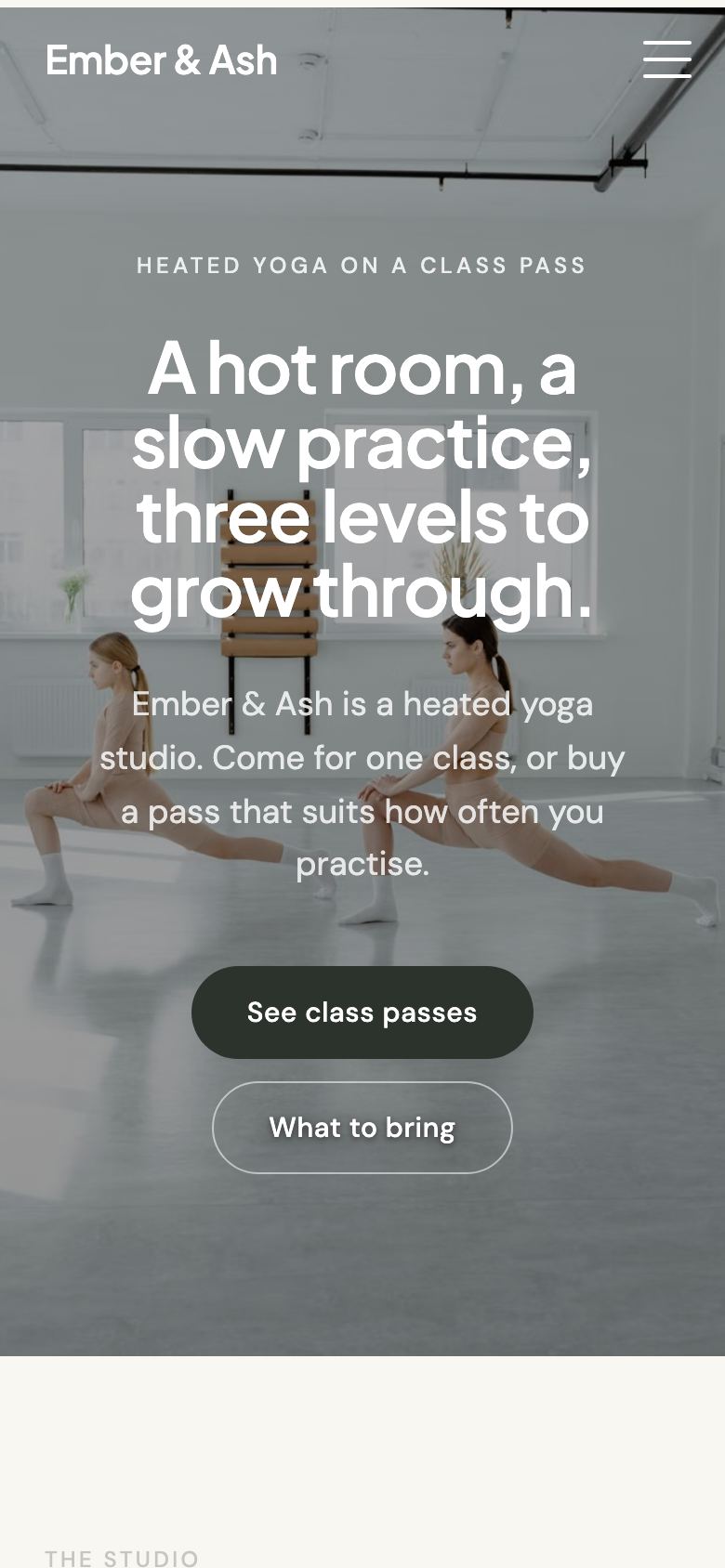 The Ember & Ash website on a phone