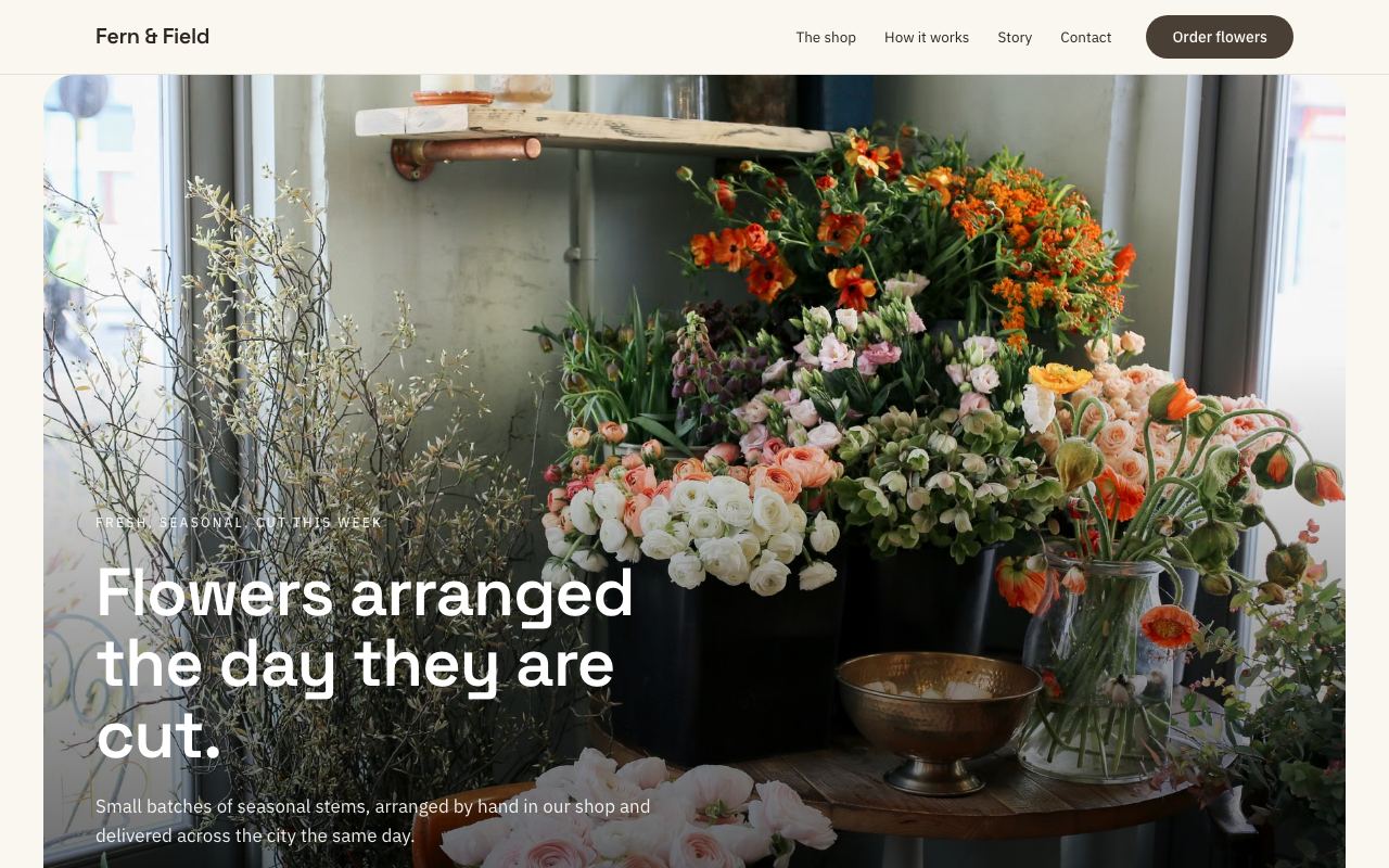 The Fern & Field website on a desktop