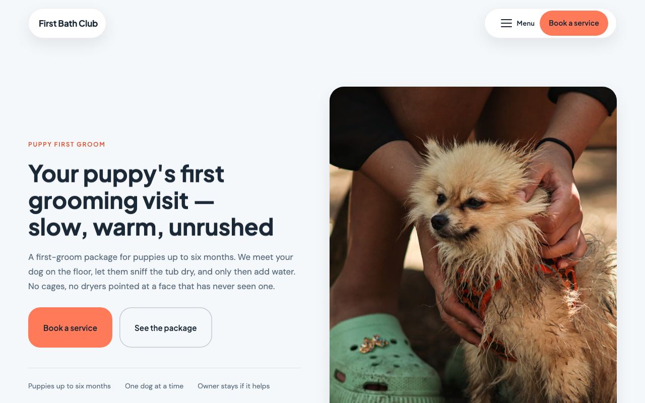 The First Bath Club website on a desktop