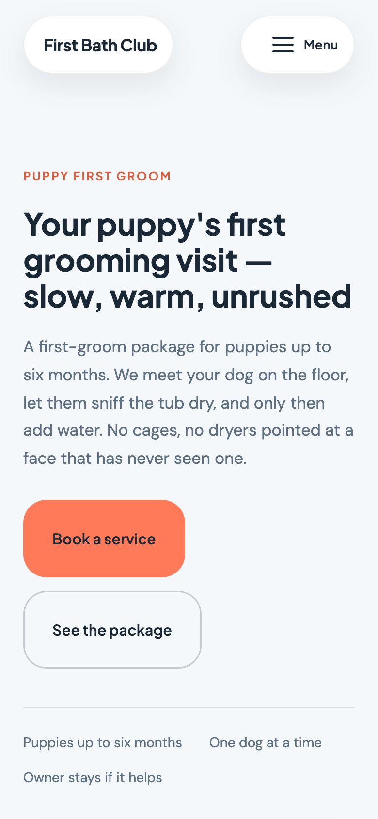 The First Bath Club website on a phone