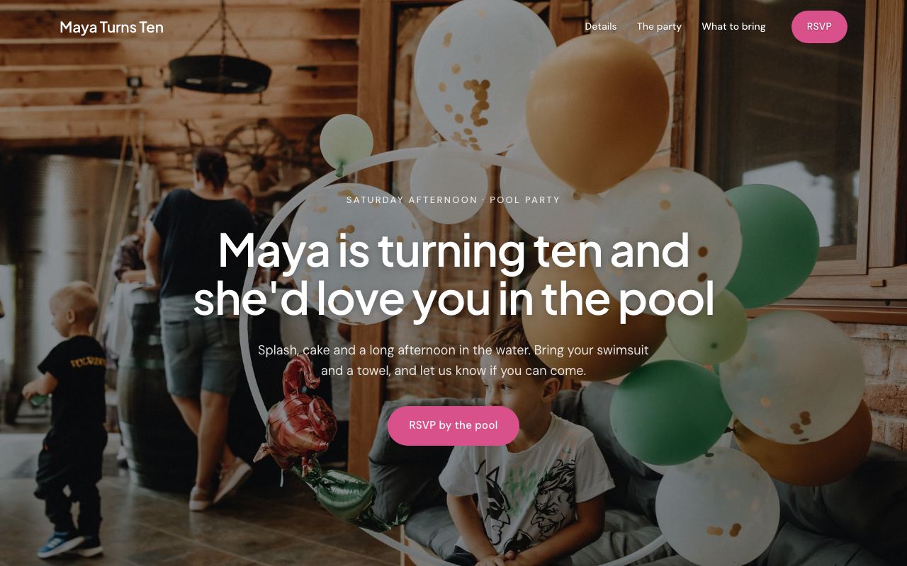 The Maya Turns Ten website on a desktop