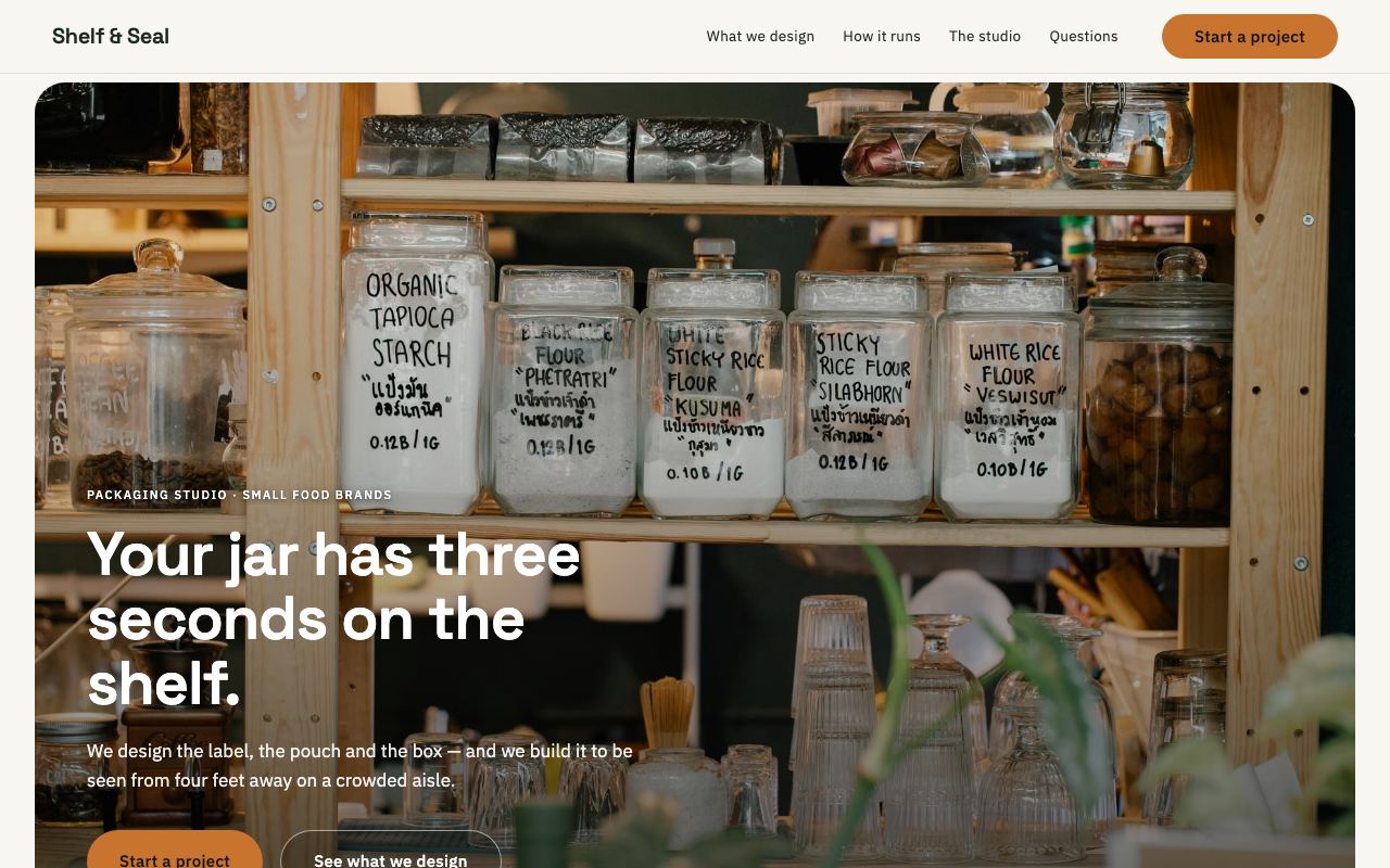 The Shelf & Seal website on a desktop