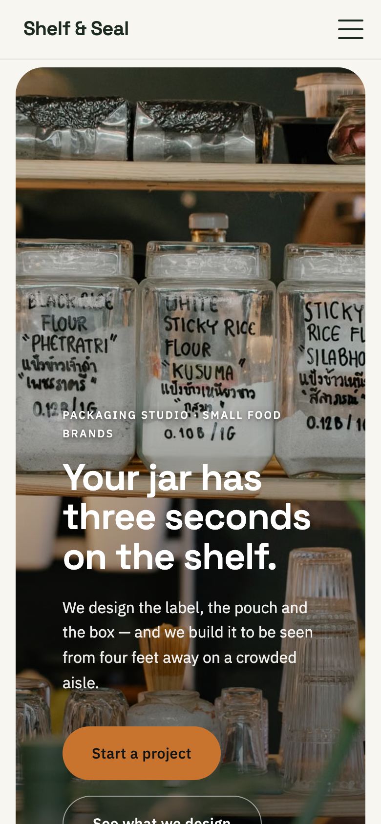 The Shelf & Seal website on a phone