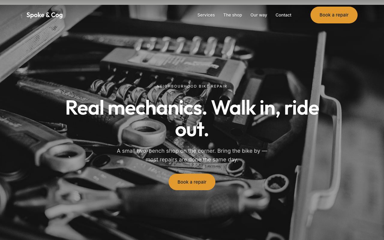 The Spoke & Cog website on a desktop