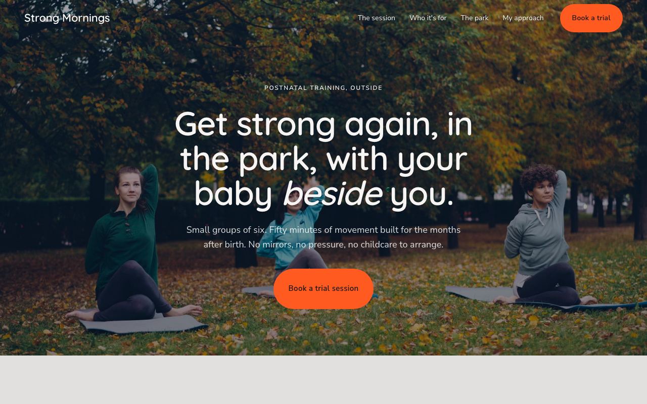 The Strong Mornings website on a desktop